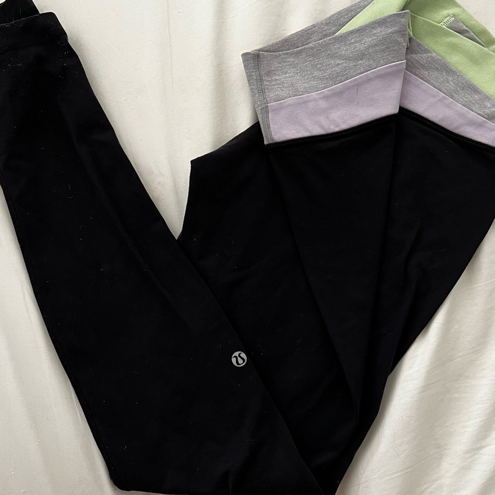 Lululemon cross waist leggings size 10 black green purple